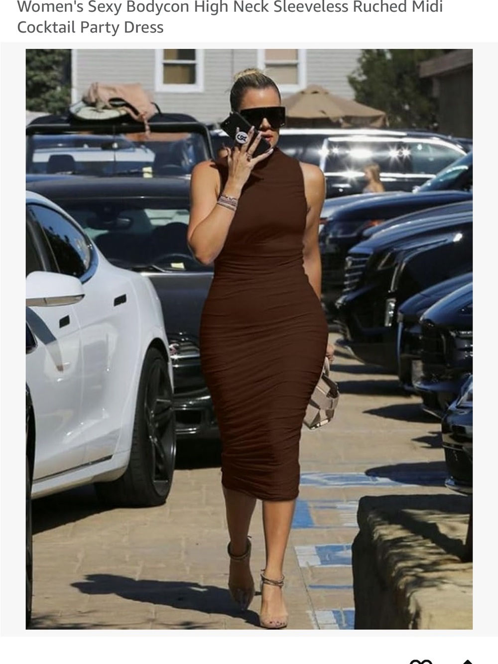 Sleek Brown Sleeveless Bodycon Dress